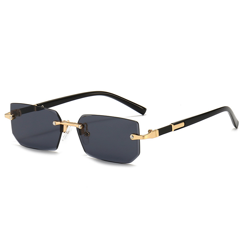 Fashionable Rimless Sunglasses Rectangle Popular Women Men Shades Small Square Frame Sun Glasses