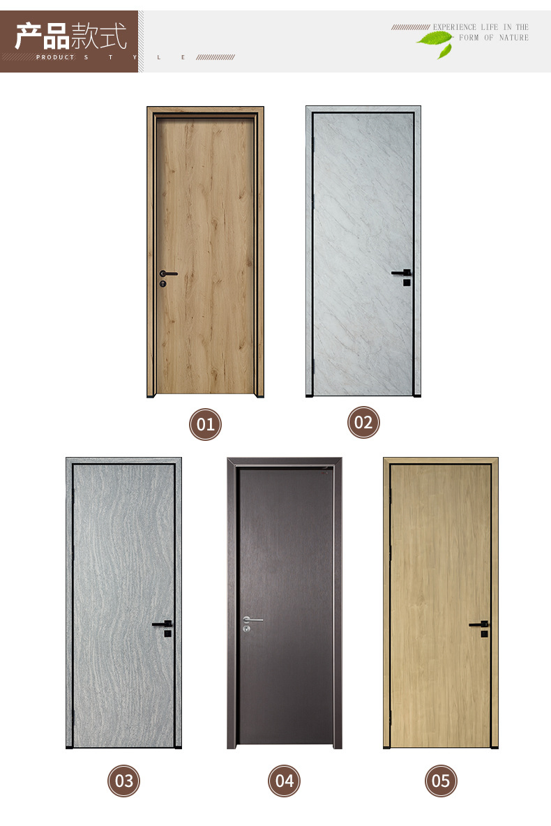Interior Doors Wood Aluminum Luxury Hollow Core Black Double Finished Waterproof European Door