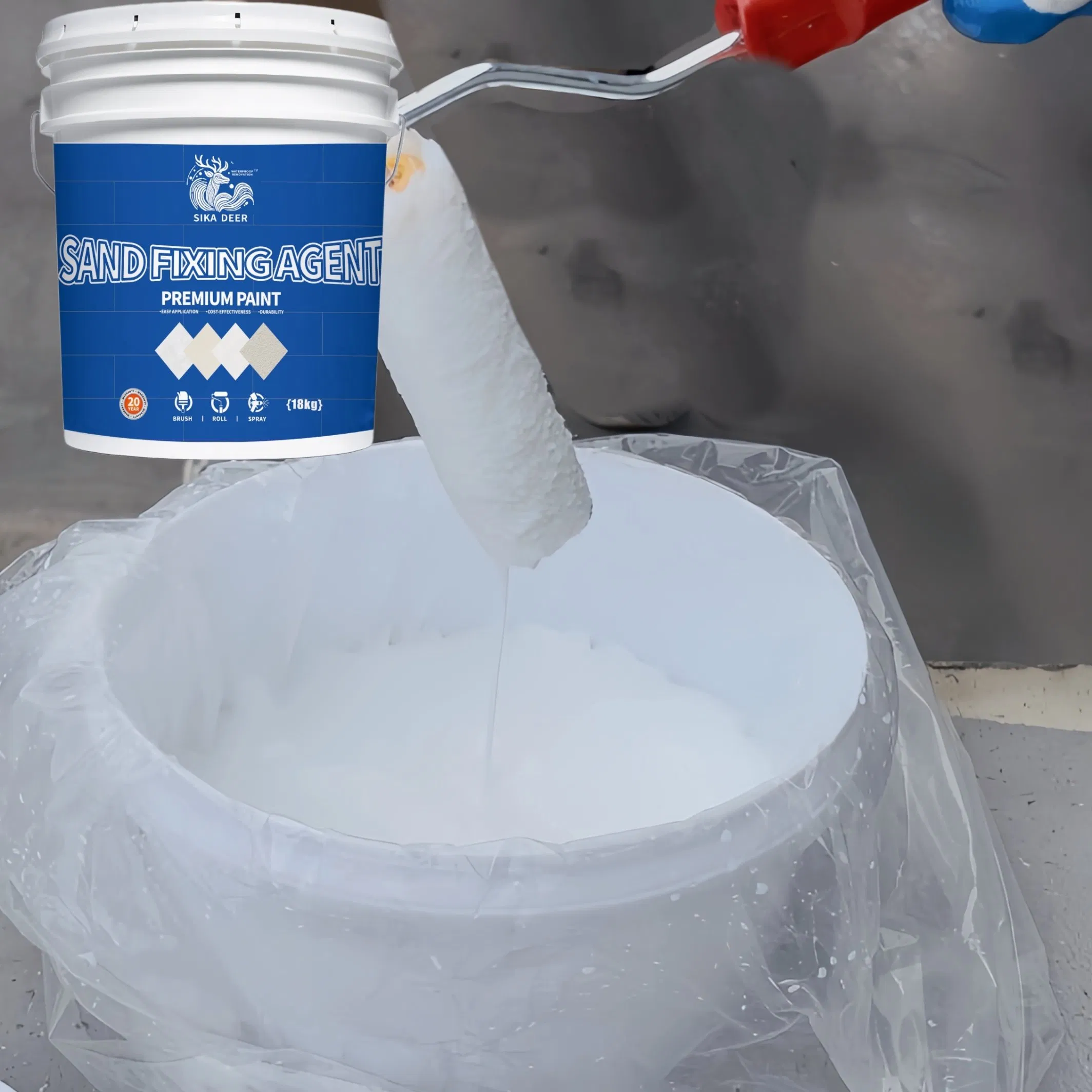 Polymer-Modified, Water-Based Soil Fixing Liquid Sand Fixing Coating