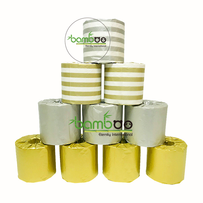 Customized Logo with Pattern 24/48rolls Per Carton No Dust Bamboo Toilet Tissue