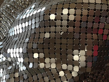 Continuous Rainbow Yellow Chainmail Metallic Fabric for Curtain Clothes