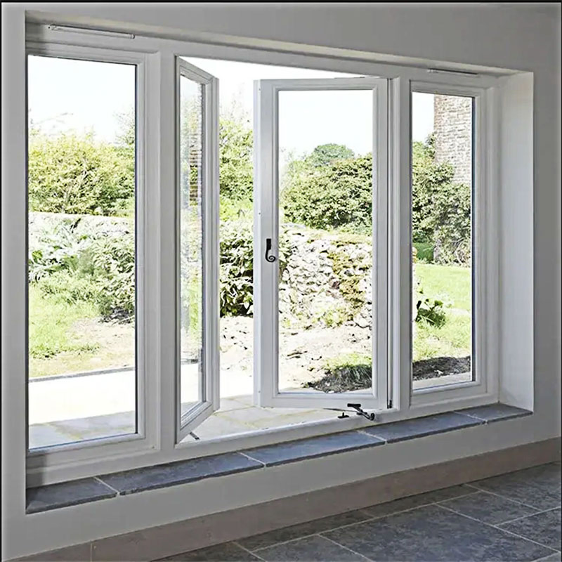 Modern Design Double Glazed White U-PVC Casement Window for Homes