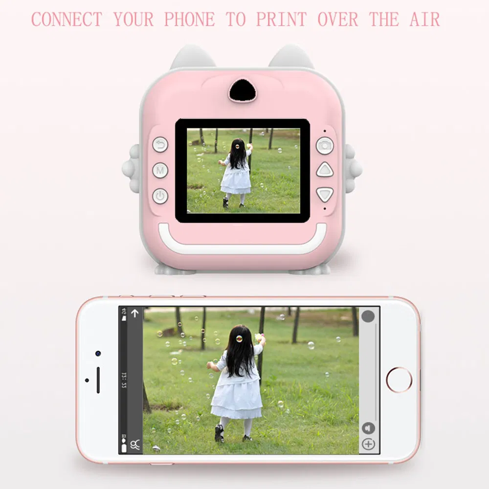 Q5 Portable HD Single-Lens Instant Camera Children Error Printer Camera with 32g Memory Card + Card Reader - Pink