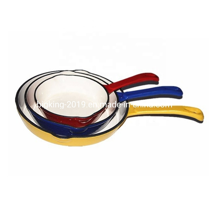 Wholesale Enamel Cast Iron Cookware Set 3PCS Skillet 6" 8" 10"