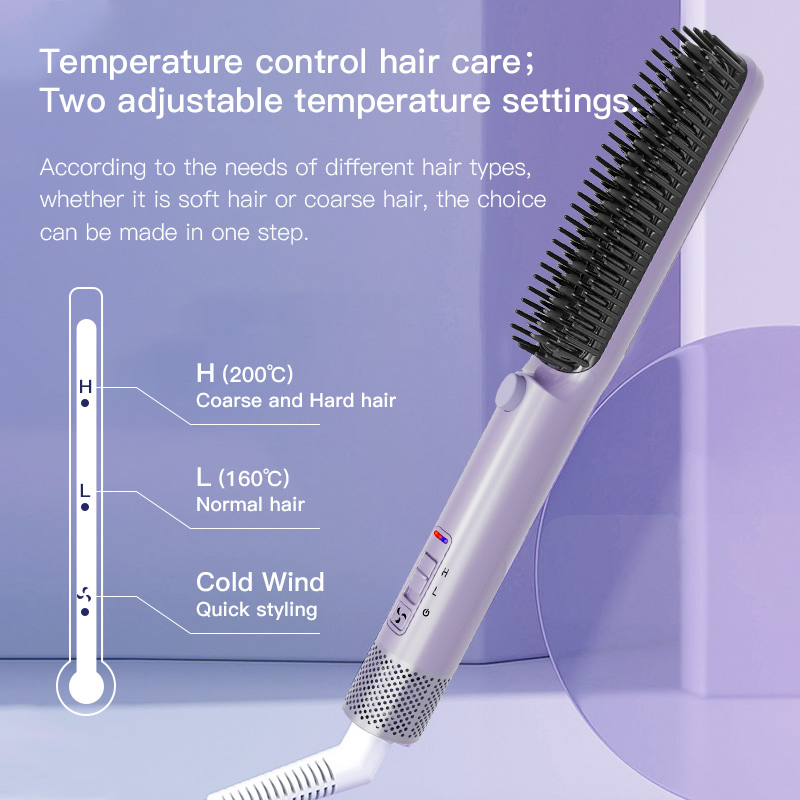 China Air Styling 2 in 1 Heated Brush Hair Straightener Brush