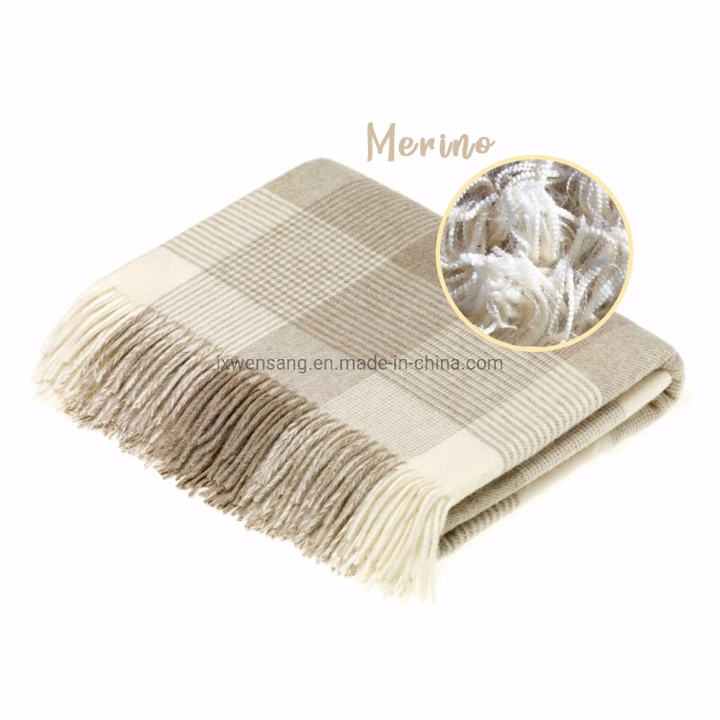 Custom Made Casual Style Australian Superfine Merino Wool Throw Tartan Shawl