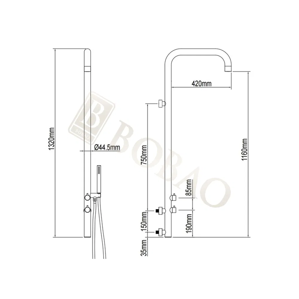Premium Wall Mounted Stainless Steel Outdoor Shower for Pools