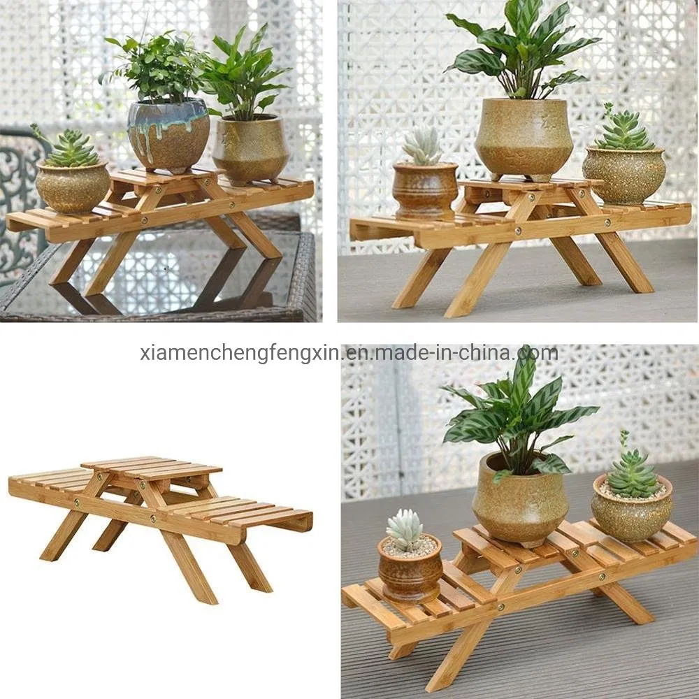 Stylish 2 Tier Wooden Plant Stand for Outdoor Spaces