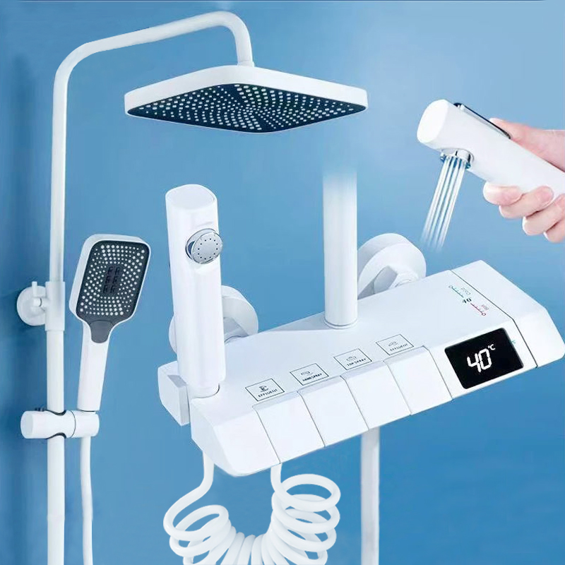 Digital Display Shower System Bathroom Shower Kits 4 Gear Thermostatic Shower Set Rainfall Shower Sets