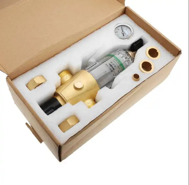 40 Microns Whole House Rotating Sediment Water Filter Reusable Protector Brass Water Prefilter