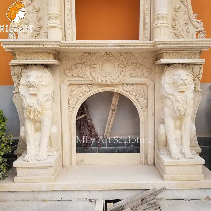 Customized Natural Stone Marble Double-Layer Fireplace for Decoration