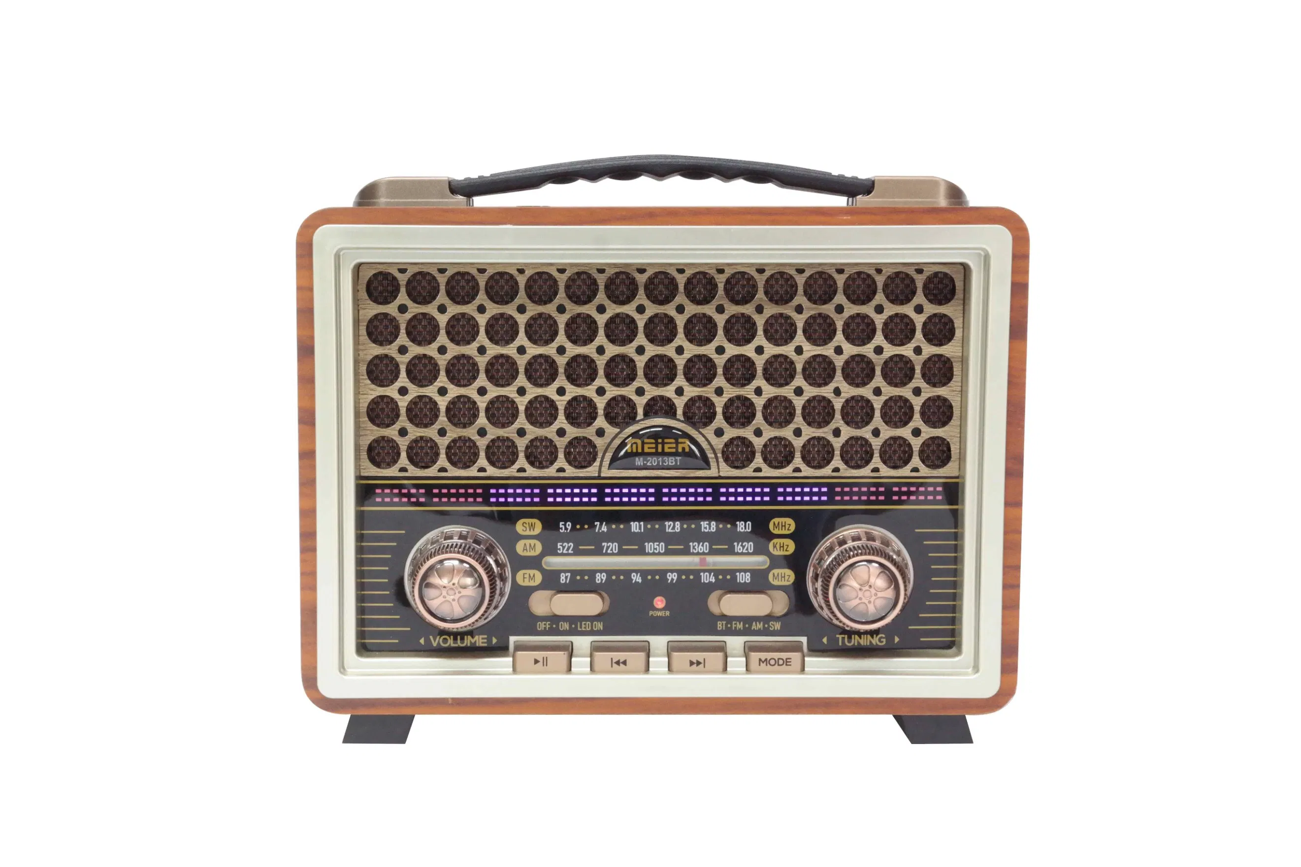 Voice Recorportable 3-Band Am FM Sw Radio, TF Card and MP3 Player, Rechargeable Speaker, Bluetooth Retro Design Bluetooth, Consumer Electronics Meier M-2013bt