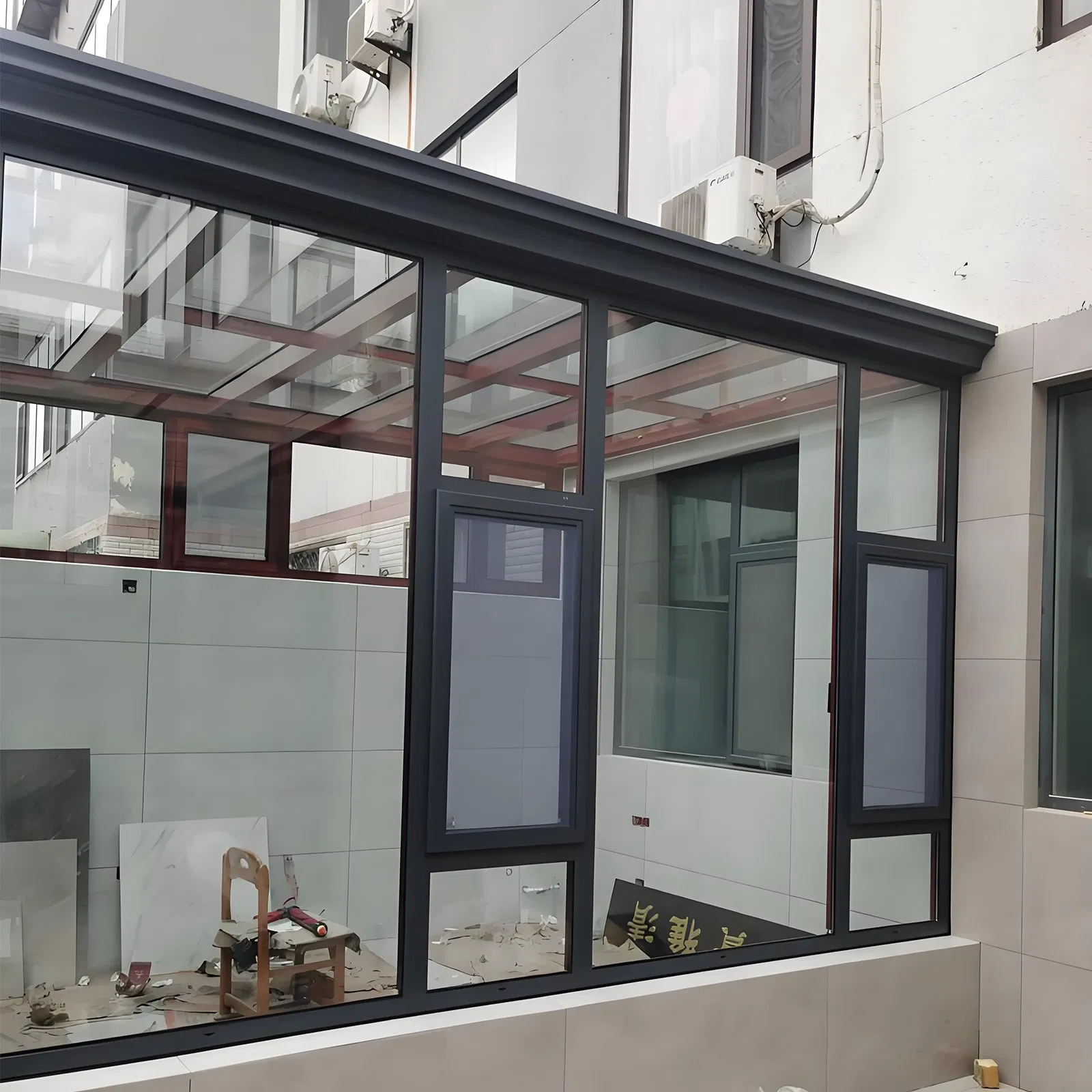 Modern Design Electric Retractable Skylight Tempered Glass Roof Aluminum Sunroom