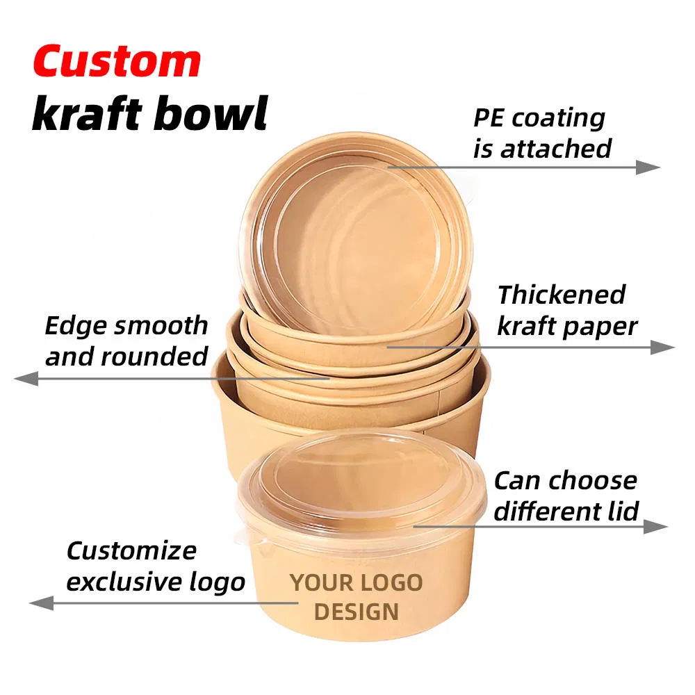 Food Packaging with Sealing Film Kraft Paper Salad Bowl for Freshness Preservation