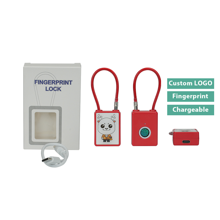Wholesale Leelen Small Fingerprint Unlocking Padlock Luggage Gym Cabinet USB Charging Smart Padlock