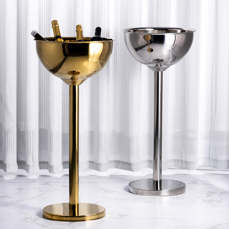 Luxurious European Large Floor-Standing Bar KTV Ice Cooler Bowl Buckets with Stand Artifact Home Party Model Room Decoration Bottle Wine Champagne Ice Bucket