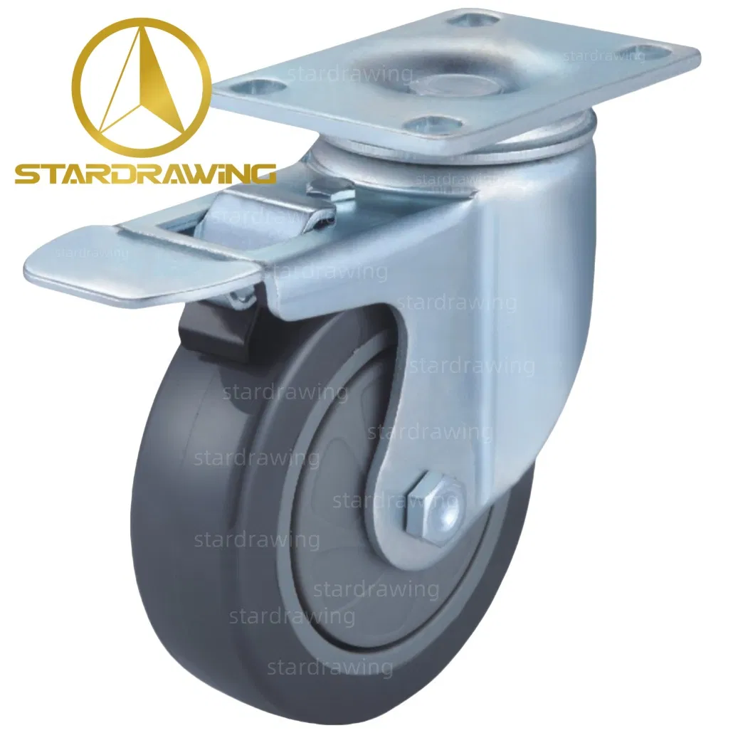 Stardrawing 75/100/125mm 3/4/5inch Plate PU Wheel Casters with Dust Cover