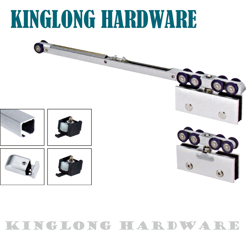 Heavy Duty Wooden Door Fitting Hanging Wheel Double Way Soft Close Damper Sliding Door Rollers