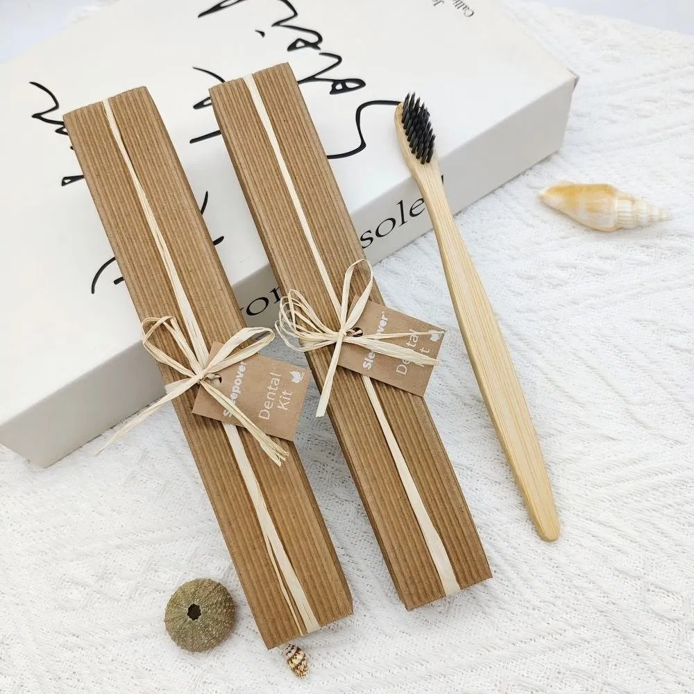 Wholesale Hotel Bamboo Toothbrush 100% Natural Biodegradable Eco-Friendly Corrugated Paper Box Packaging