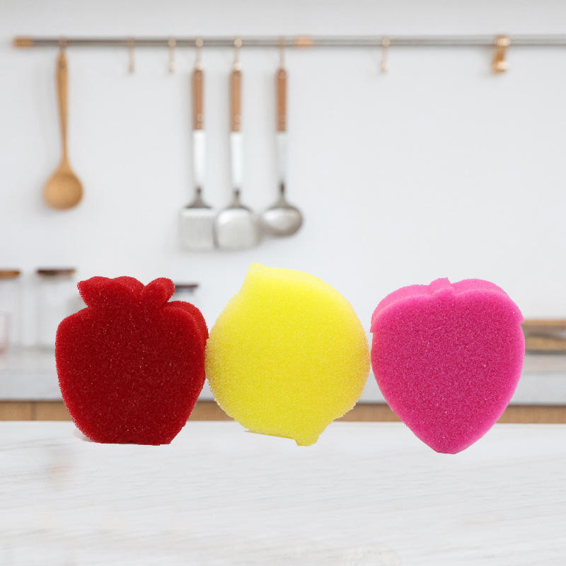 Fruit Scrubz Apple Shape Cleaning Sponge Dual Texture Household Kitchen Clean Scourer Sponge Pads