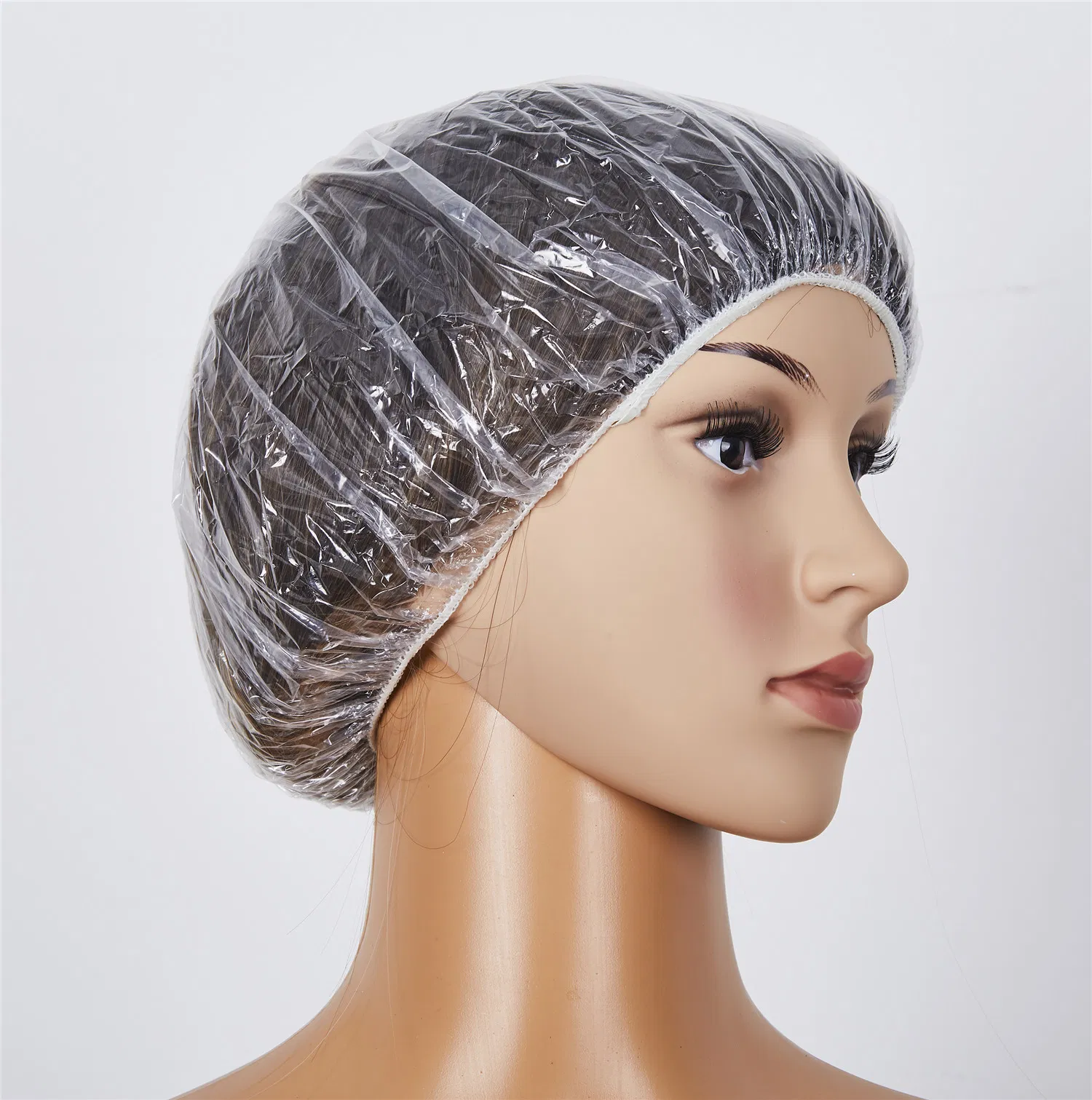 Single Color Transparent Shower Cap Bath Hat Made by Machine