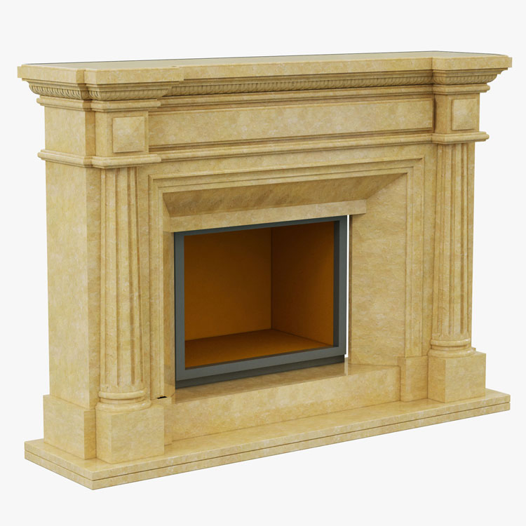 Classic Living Room Limestone Marble Fireplace Mantel