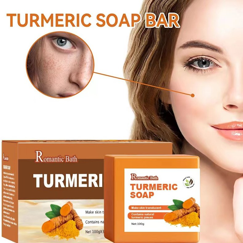 Online Wholesale and Retail Essential Oil Soap Turmeric Cleansing Bath Soap Body Moisturizing Improving Dryness Turmeric Soap