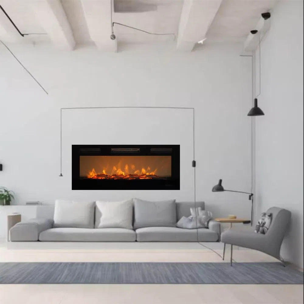 China Factory OEM Custom Wood Burning Wall Mounted Stove Electric Fireplace
