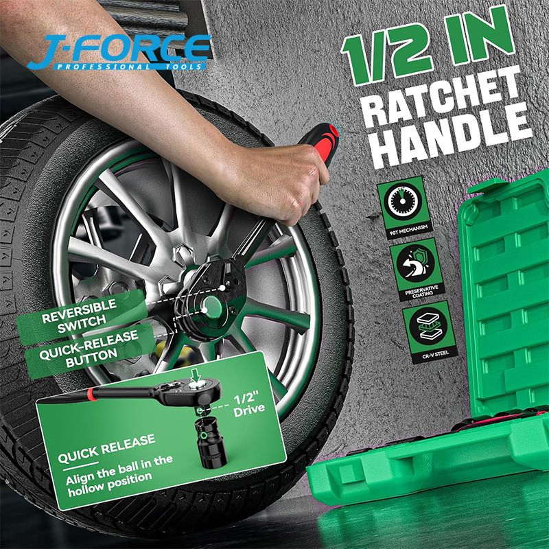 Набор головок 1/2 дюйма для пневмогайковерта, 32 шт, Cr-V