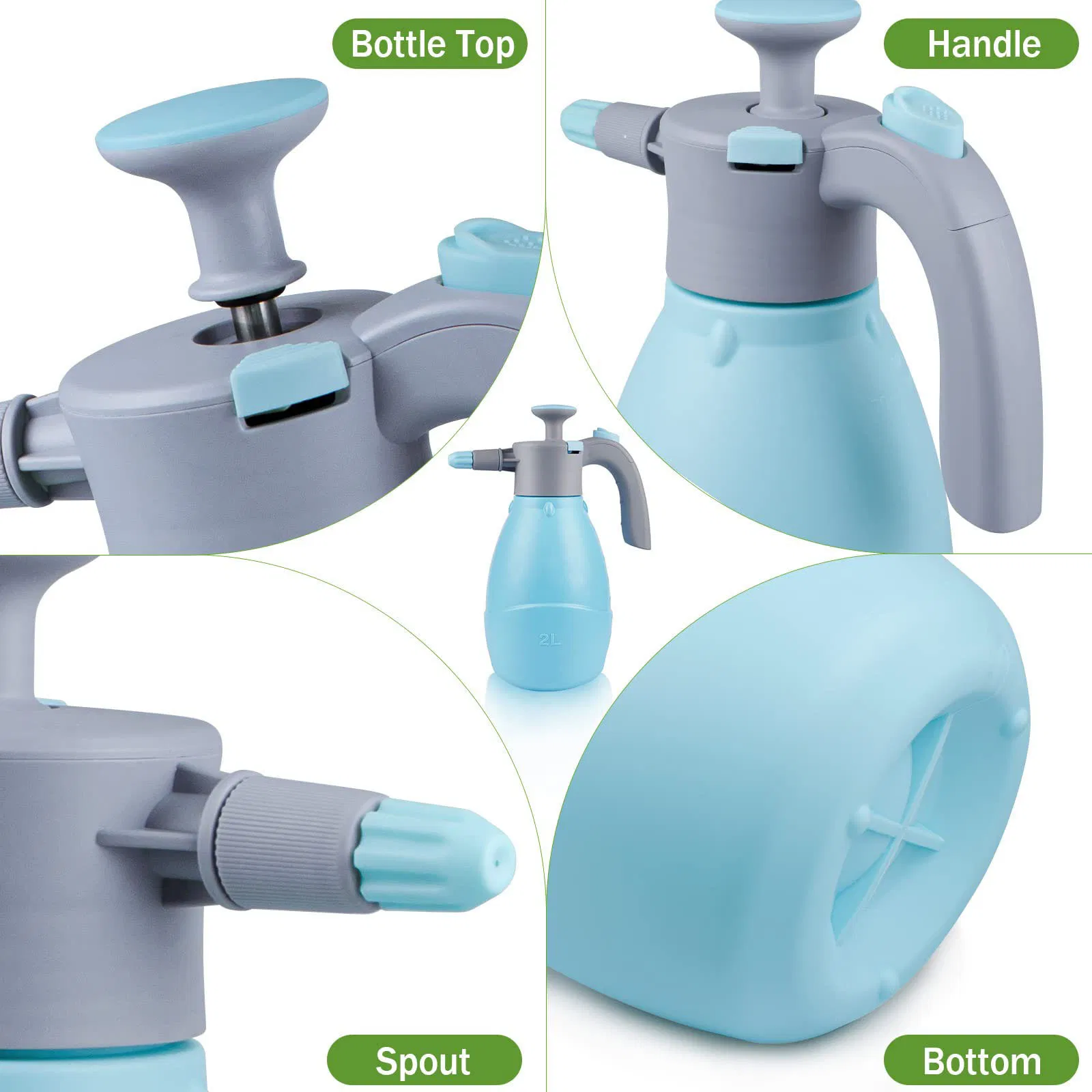 Gallon Pump Pressure Sprayer, Portable, 2L Blue