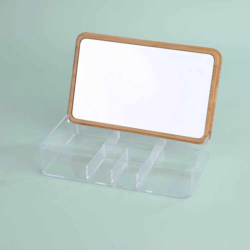 Acrylic Storage Box with Mirror 2-in-1 Makeup & Jewelry Organizer with Lid