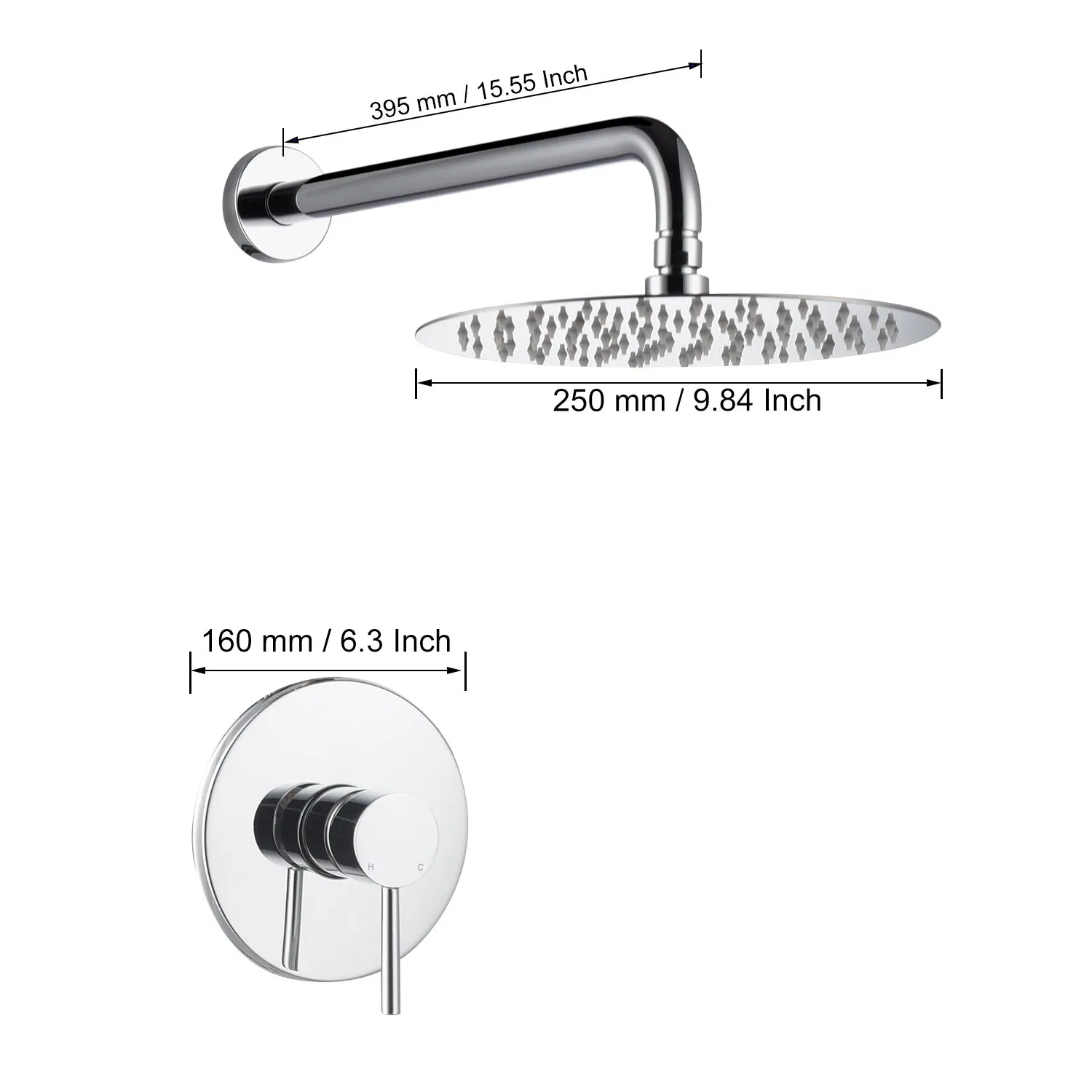 Wall Mount Pressure Balance Shower Faucets Sets Complete Rain Shower Head Shower Valve and Trim Kit