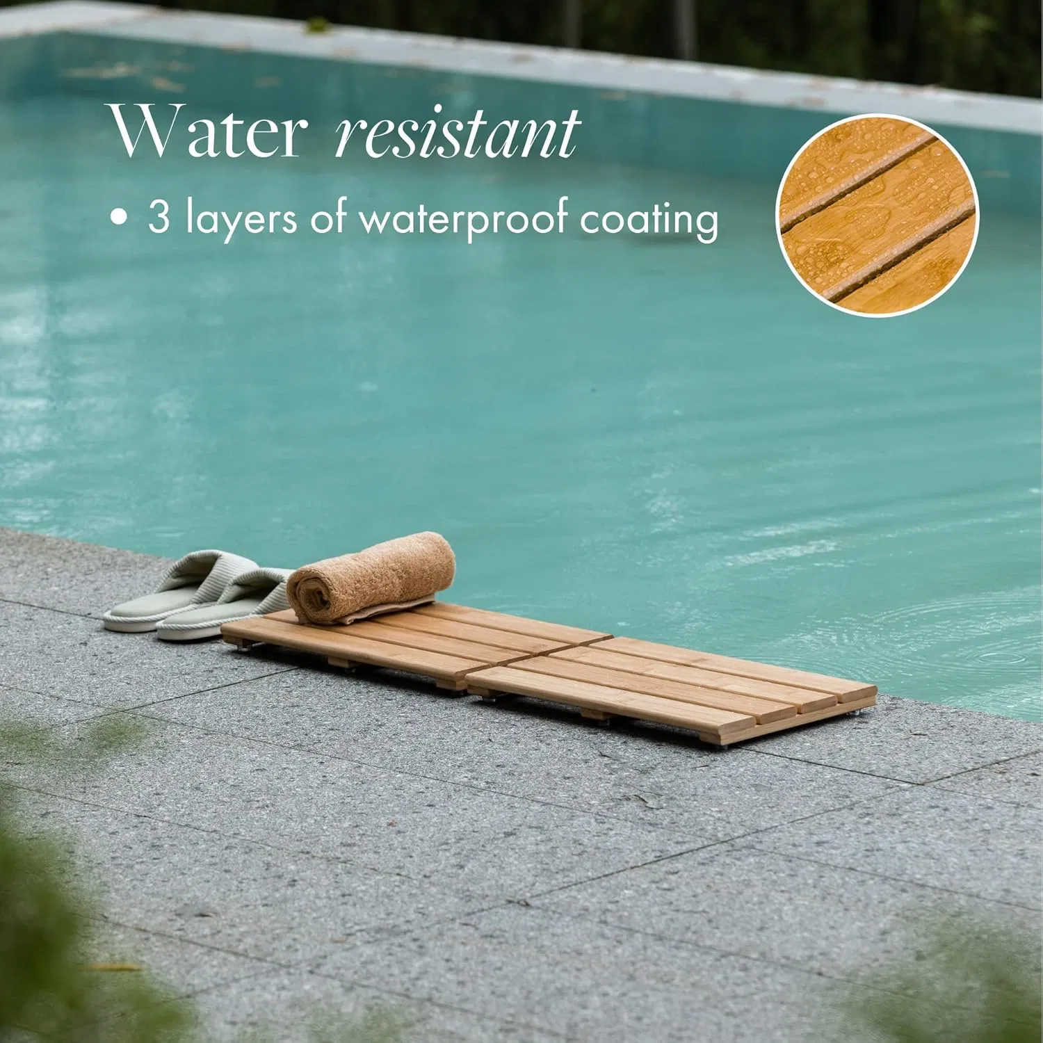 Bamboo Modern Minimalist Bathroom, Sauna Room, Swimming Pool, Small Bamboo Bathroom Mat