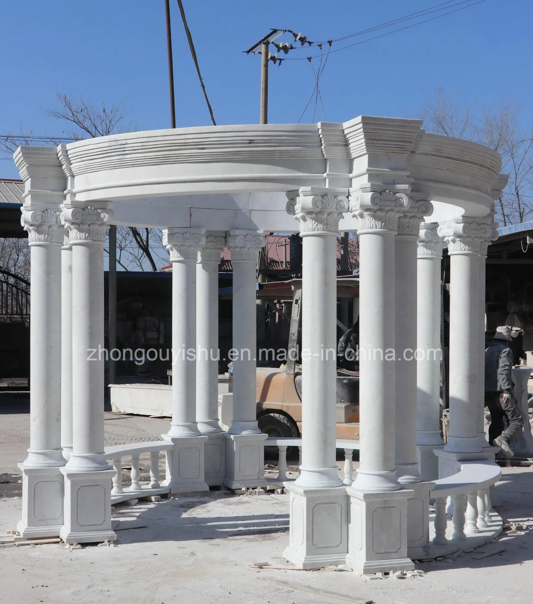 White Marble Carving Garden Decoration Gazebo