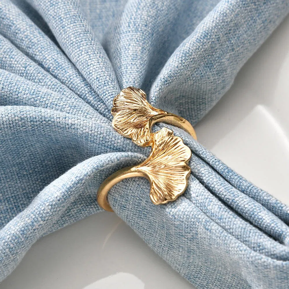 Wholesale Creative Ginkgo Leaf Napkin Ring Gold Leaf Napkin Buckle for Home