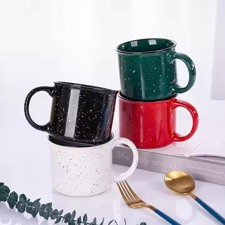 Stylish Enamel Cup with Handle for Hot Beverages