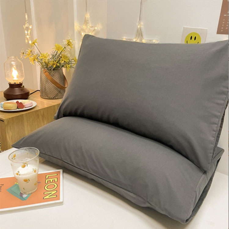 2024 New Pillowcase a Pair of Washed Cotton Solid Color Comfortable Soft and Simple Family Pillowcases for Home