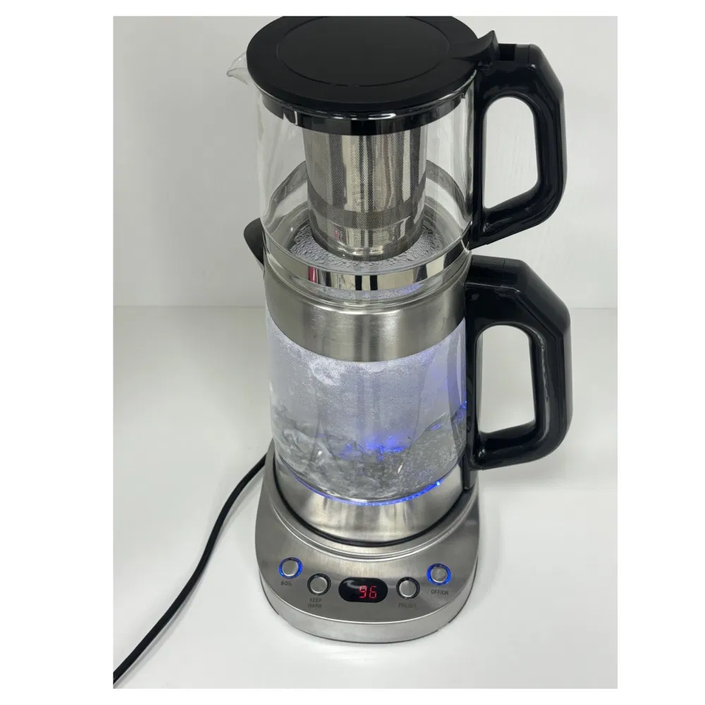 Smart Turkish Tea Maker Hotel Kitchen Electric Stainless Steel Kettle Glass Teapot
