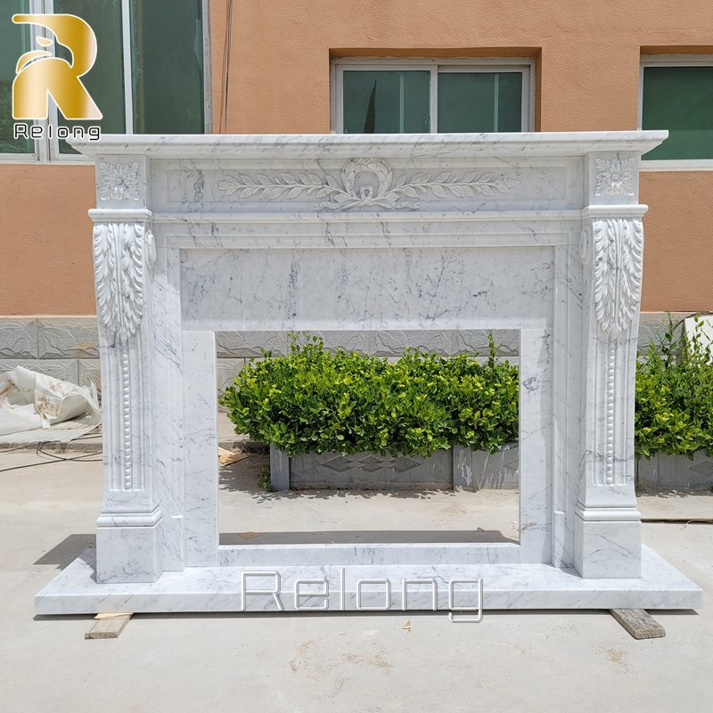 High Quality Natural Carrara White Marble Fireplace Mantels