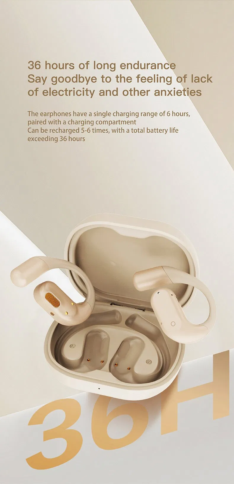 Sport 15m Connected Ows Earhook Bt5.4 Earphone Ipx7 Earbuds Wireless Earphones with Smart Touch Screen