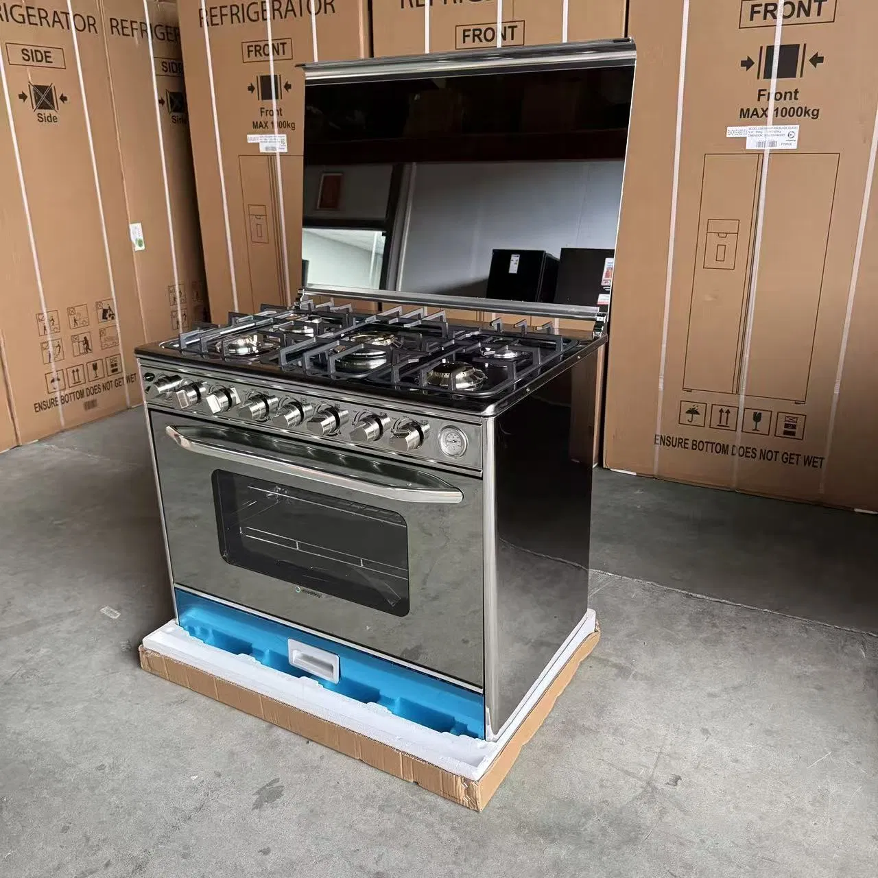 Stainless Steel 5 Heads Furnace Household Freestanding Gas Stove Oven