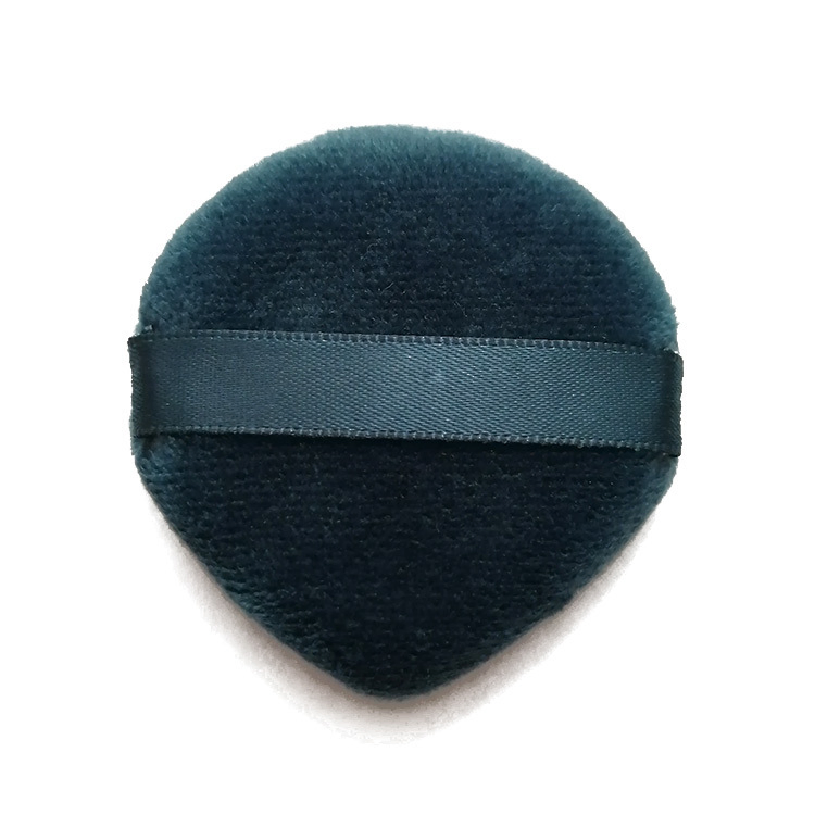 Factory Supplier Velvet Cotton Powder Puff Round Ribbon Flutter Air Cushion Sponge Makeup Velvet Flocked Sponge Puff