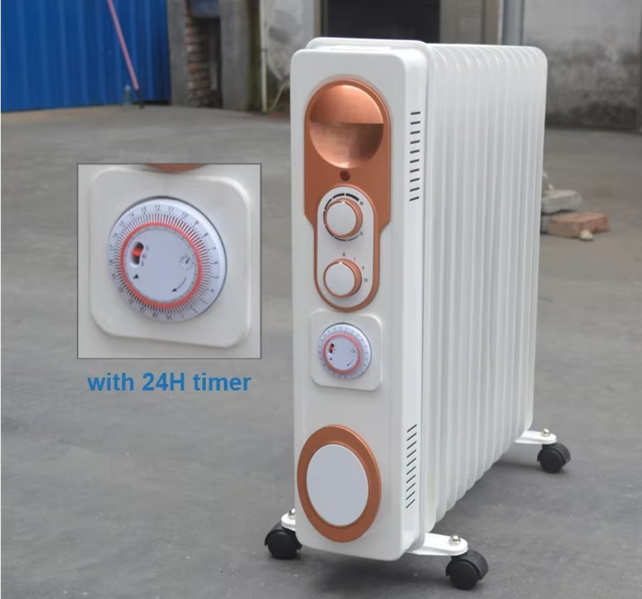 Mobile Bathroom Radiators 7fins 1500W 3 Heat Settings Oil Filled Radiator Heater