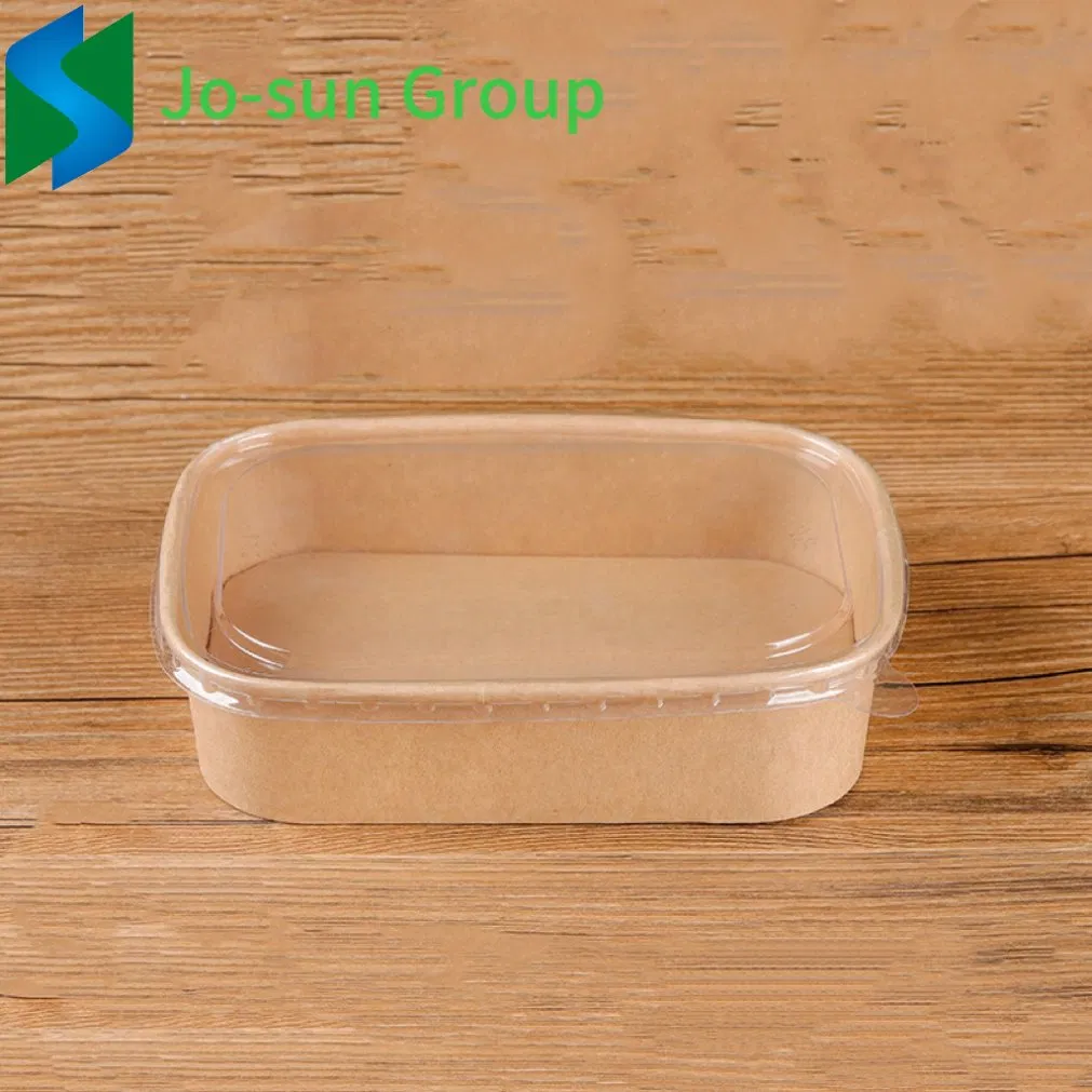 Jo-Sun Wholesale 600 Ml Rectangular Food Grade Takeout Box Kraft Paper Square Bowl with Lid