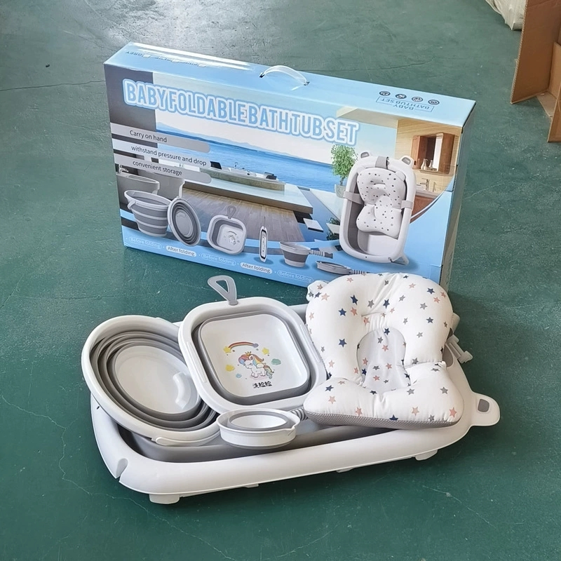 Складной детский тазик для купания с ковриком и лейкой