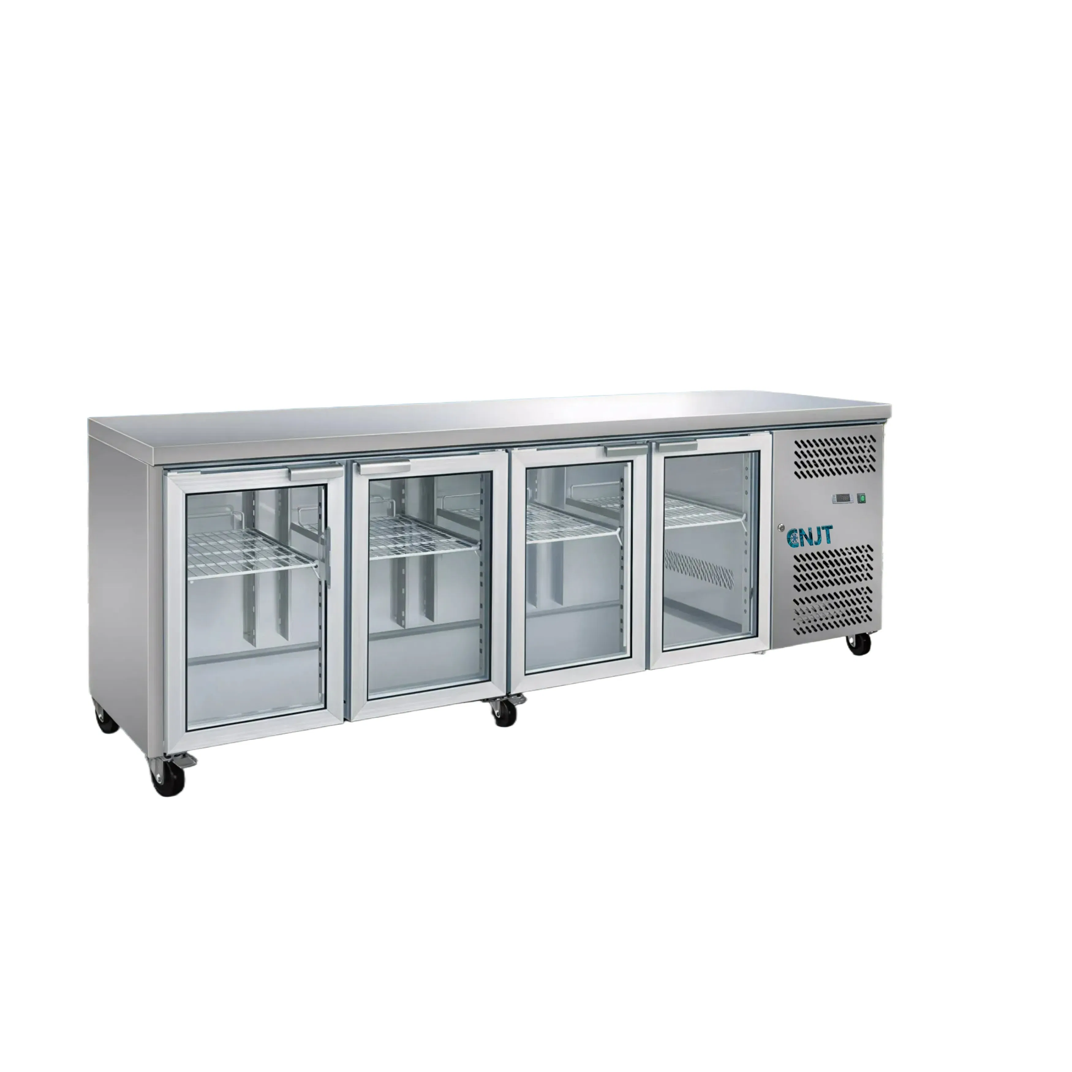 Commercial Snack Glass Door Counter Refrigerator 2 Door 3 Door 4 Door Ventilated Cooling Stainless Steel Chill Counter