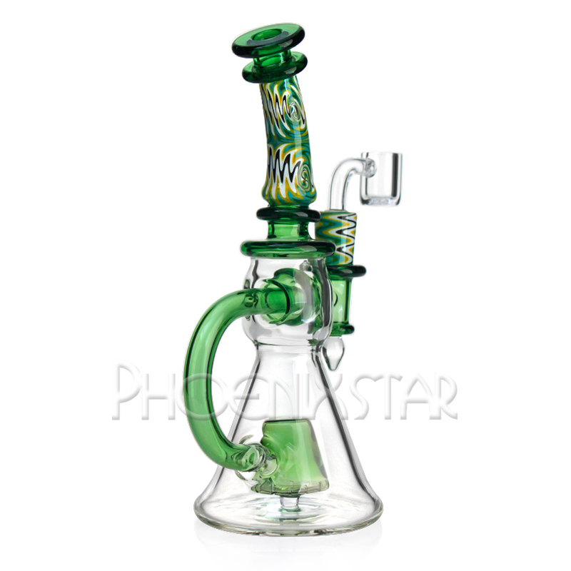 Phoenix 9 Inches Recycler DAB Oil Rig Handy Glass Smoking Water Pipes with Quartz Banger Arts Crafts Northstar Glass Rod High Quality