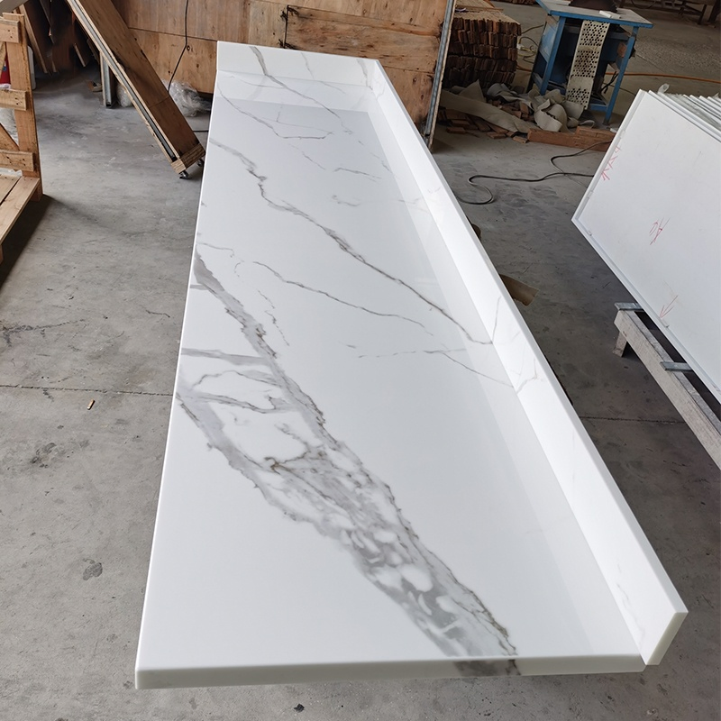 Elegant Calacatta White Nano Crystallized Stone Countertop Slabs