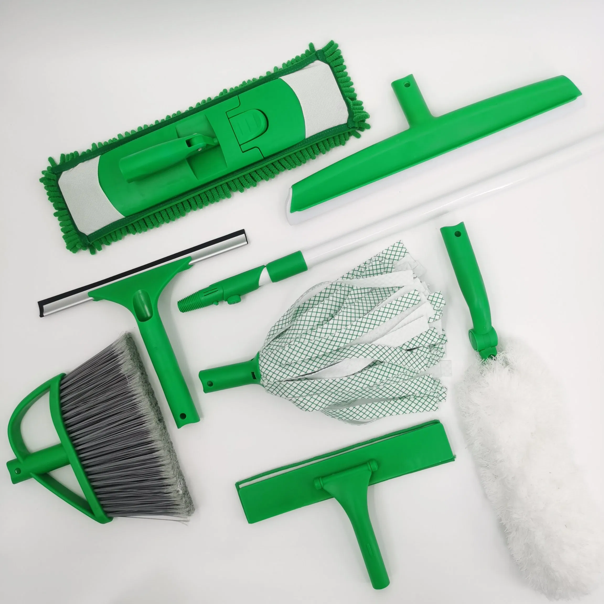Household Detachable Easy Assemble Microfiber Mop Brush Duster Broom Floor Squeegee Window Cleaner with Extendable Telescopic Pole Cleaning Kit