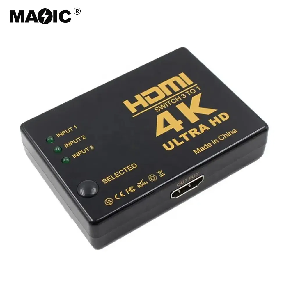 HDMI-коммутатор 3x1 с ИК-пультом, 4K Ultra HD